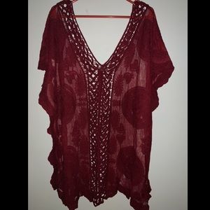 Burgundy boho swimsuit coverup